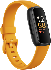 Fitbit Inspire 3 - Schwarz - Aktivit�tsmesser mit Band - Silikon - Orange - Handgelenkgr��e: bis zu 221 mm - Bluetooth - Schwarz, Morning Gloww (FB424BKYW) von FitBit
