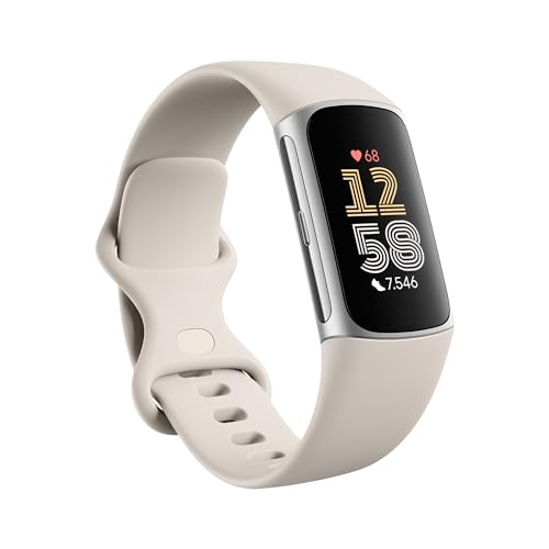 Google Fitbit Charge 6 Aktivitätstracker enthält ein 6 monatige Premium Mitgliedschaft, 7 Tage Akkulaufzeit, Google Wallet und Google Maps, Porcelain / Aluminium Silber von Fitbit
