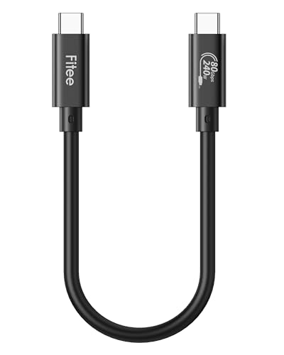 Fitee 80Gbps Thunderbolt 4/5 Kabel Kurz Kompatibel, 30CM USB4 Datenkabel, 120Gbps Video Bandbreite, Dual 8K/6K@60Hz, 4K@480Hz, 240W PD3.1 für MacBook M4 Pro, Mac Mini M4 Pro, PSSD, Docks, eGPU von Fitee