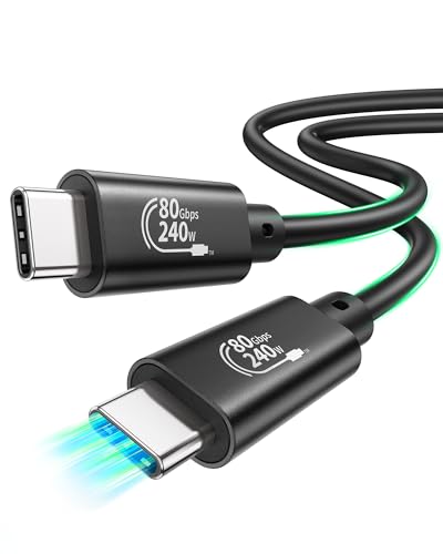 Fitee Thunderbolt 5 Kabel Kompatibel, 80Gbps USB4 Datenkabel, 120Gbps Video Bandbreite, Dual 8K/6K@60Hz, 4K@480Hz, 240W PD3.1 für MacBook M4 Pro, Mac Mini M4 Pro, PSSD, Docks, eGPU - 1.5M von Fitee