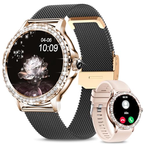 Smartwatch Damen Herren, 1.3 Zoll Smart Watch Kompatibel iOS Android Handy, IP68 Wasserdichte Smartwatch mit Telefonfunktion Blutdruckmessung SpO2 Pulsuhr Schlafmonitor, Fitness Tracker, Geschenk von Fitoncloud