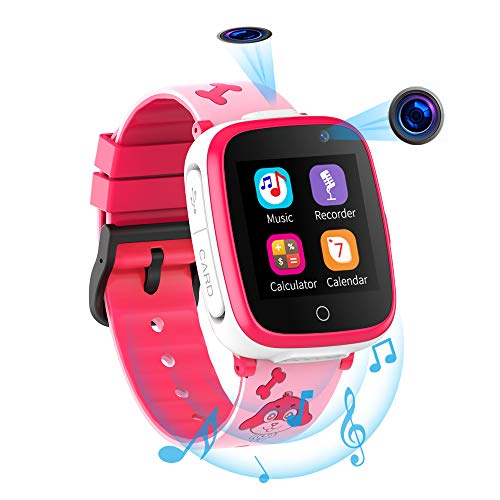 Children's Smartwatch with Games and Music - Smart Watches with Two Cameras, 1.54 HD High-Resolution Colour Touch Screen, SOS, Two-Way Alarm Clock, for Boys or Girls, 6–12 Years,Rosa von Fitonme