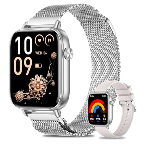 Fitonme Smartwatch Damen, 1.83 Zoll HD-Display Smart Watch mit Telefonfunktion, 100+ Sportmodi Fitness Tracker mit Herzfrequenz SpO2 Schlafmonitor, IP68 Wasserdicht Fitnessuhr für Android iOS Silber Fitonme Smartwatch Damen, 1.83 Zoll HD-Display Smart Watch mit Telefonfunktion, 100+ Sportmodi Fitness Tracker mit Herzfrequenz SpO2 Schlafmonitor, IP68 Wasserdicht Fitnessuhr für Android iOS Silber von Fitonme