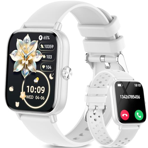 Fitonme Smartwatch Damen, 1.83 Zoll HD-Display Smart Watch mit Telefonfunktion, 100+ Sportmodi Fitness Tracker mit Herzfrequenz SpO2 Schlafmonitor, IP68 Wasserdicht Fitnessuhr für Android iOS Weiß von Fitonme