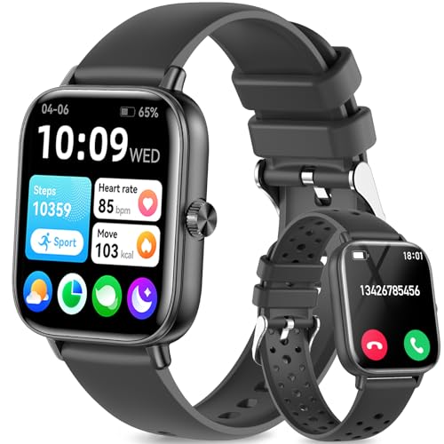 Fitonme Smartwatch Damen Herren mit Telefonfunktion, 1.83 Zoll HD-Display Smart Watch mit Herzfrequenz SpO2 Schlafmonitor, 100+ Sportmodi IP68 Wasserdicht Fitnessuhr für Android iOS Schwarz von Fitonme