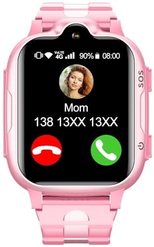 Fitonus 4G Smartwatch Kinder mit GPS und Telefon, SOS Knopf, IP67 Kids Smart Watch mit WiFi, Videoanruf, Schulmodus, Elterliche Kontrolle, Wecker, Schrittzähler, Uhr Geschenk für Mädchen, Rosa von Fitonus