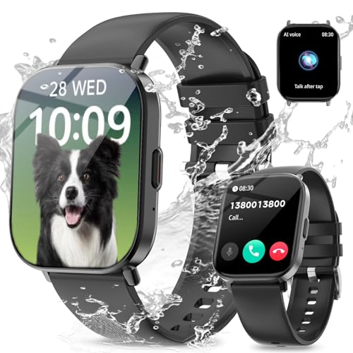 Smartwatch Herren Damen mit Telefonfunktion, 2,01" Voll Touch Smart Watch mit 120+ Sportmodi Schrittzähler Schlafmonitor Pulsuhr, IP68 Fitness Tracker Sportuhr Damen für iOS Android von Fitonus