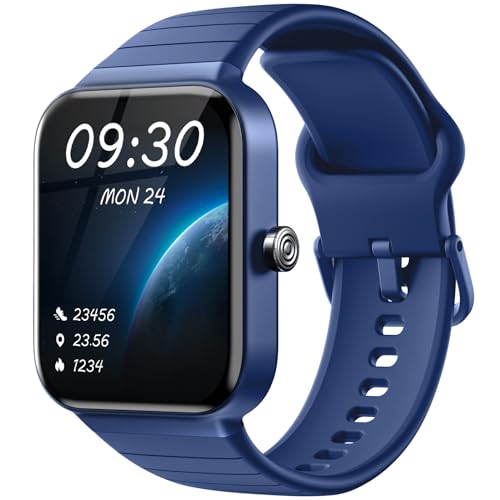 Smartwatch Herren Damen mit Telefonfunktion Alexa Integriert - Fitnessuhr 100+ Sportmodi - Armbanduhr 1,8 Zoll & IP68, Schrittzähler Uhr für Android iOS mit Pulsmesser SpO2 Stress Schlafmonitor - blau von Fitpolo