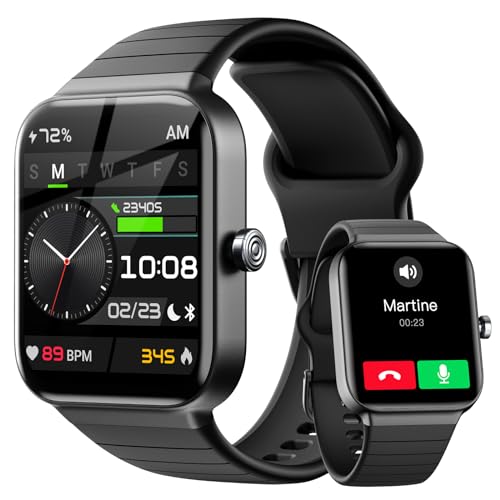 Smartwatch Herren Damen mit Telefonfunktion & Alexa Integriert - Fitnessuhr 1,8 Zoll mit 100+ Sportmodi & IP68, Schrittzähler Uhr mit Pulsmesser SpO2 Stress Schlafmonitor für Android iOS - Schwarz von Fitpolo