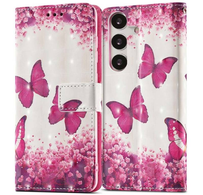 FITSU Handyhülle Handytasche für Samsung Galaxy A55 Hülle Schmetterling Motiv 6,6 Zoll, Flipcase für Samsung A55 Handyhülle, Handytasche mit Kartenfach von Fitsu