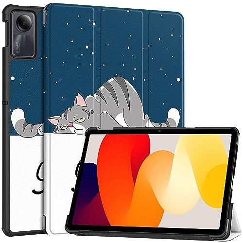 Fitudoos Hülle Kompatibel mit Redmi Pad SE 11 Zoll 2023- Ultra Dünn mit Standfunktion Slim Smart Schutzhülle,mit Automatischer Schlaf-/Wachmodus–Faule Katze von Fitudoos