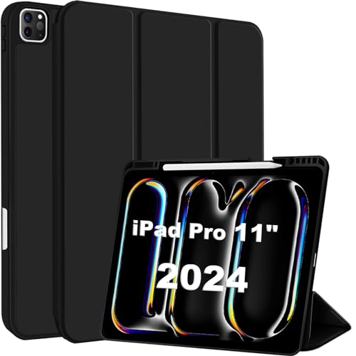 Fitudoos Hülle Kompatibel mit iPad Pro 11 Zoll 2024 - Ultra Dünn mit Standfunktion Slim Smart Schutzhülle,mit Automatischer Schlaf-/Wachmodus–Schwarz von Fitudoos
