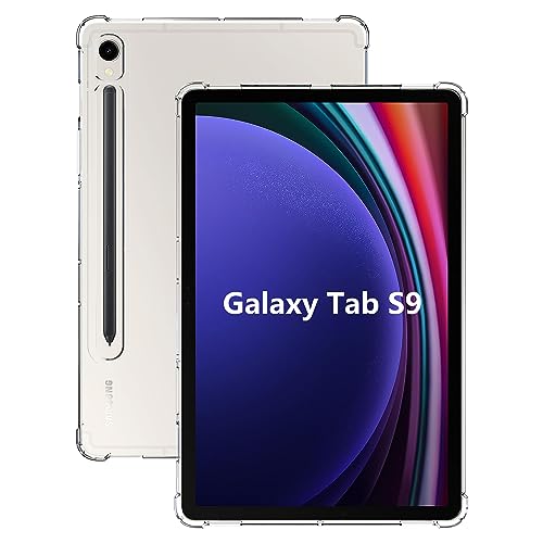 Fitudoos Silikon Hülle für Samsung Galaxy Tab S9 mit Stoßfest Schutzecken,Schockabsorption Kratzfest Case Cover -Transparent. von Fitudoos