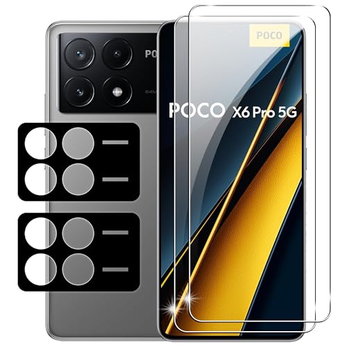 Fitudoos für Xiaomi Poco X6 Pro 5G [2 Stück] Panzerglas Schutzfolie+Kamera Panzerfolie [2 Stück], [9H Härte],[0.33mm] [Ultra-klar],[Anti-KratzenFrei und Öl],[No-Bubble]. von Fitudoos