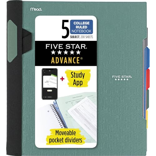 Five Star Flex Hybrid NoteBinder, 2,5 cm Ordner mit Reitern, anpassbarem Einband, Notebook und 3-Ringbuch All-in-One, grün (29326AQ8) von Five Star