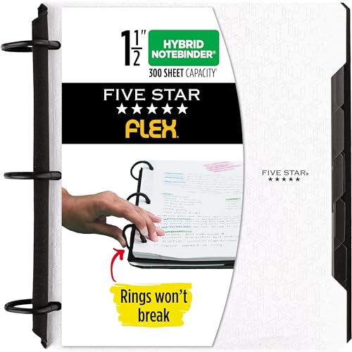 Five Star Flex Hybrid Notizbuch, 1-1/2 Zoll Ordner, Notebook und Ordner All-in-One, weiß (29324AE2) von Five Star