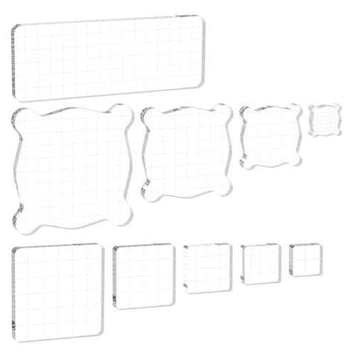 Fivetwofive 10-Teiliger Acryl-Stempelblock, Vielseitige Stempelblöcke in Verschiedenen Größen, Stempelplattform-Stempelwerkzeug-Set für die Kartenherstellung von Fivetwofive