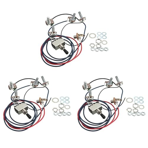 Fivetwofive 3X Lp Elektor Gitarren Ton Abnehmer Kabel Kit 2T2V 500K Töpfe 3 Wege Schalter mit Buchse für Dual Humbucker Les Pual Stil Gitarren, Schwarze Kappe Fivetwofive 3X Lp Elektor Gitarren Ton Abnehmer Kabel Kit 2T2V 500K Töpfe 3 Wege Schalter mit Buchse für Dual Humbucker Les Pual Stil Gitarren, Schwarze Kappe von Fivetwofive
