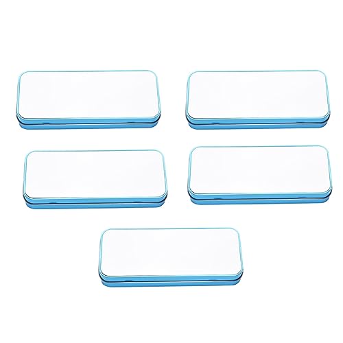 Fivetwofive 5 Stück Sublimations-Federmäppchen Aus Blanker Metalldose für Heißpress-Transferdruck für Bleistifte, Stifte, Organisation, Einfach zu Verwenden, Blau von Fivetwofive