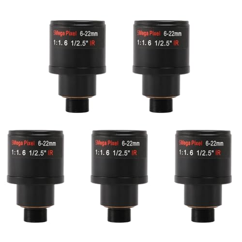 Fivetwofive 5X CCTV Objektiv 1/2,5 6-22mm 5MP M12 Montieren Varioobjektiv F1.6 Fuer 4MP / 5MP CMOS/CCD Sensor IP/AHD Kamera von Fivetwofive