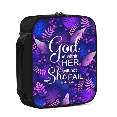 Lila Blätter Bibeltasche für Frauen, christliche Bibelhülle, stilvoller Schutz für Ihre heilige Schrift, Organizer-Abdeckung mit verstärktem Griff von Fiwbnasz