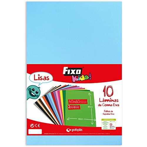 Fixo Kids Gummifolie EVA, einfarbig, 40 x 60 cm, 10 Stück, hellblau von Fixo Kids