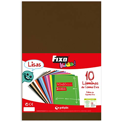 Fixo Kids Gummifolie EVA, einfarbig, Braun, 40 x 60 cm, 10 Stück von Fixo Kids