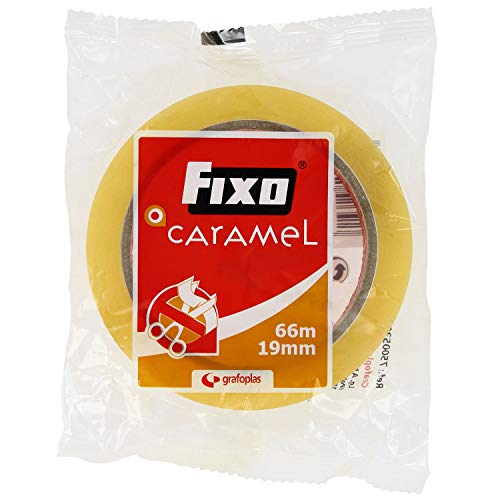 FIXO Caramel 75005300 Klebeband, transparent, 66 x 19 mm, hohe Widerstandsfähigkeit, leicht zu schneiden von Fixo