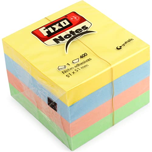 Fixo Notes 65005190 Haftnotizen, 400 Blatt, 51 x 51 mm, verschiedene Farben von Fixo