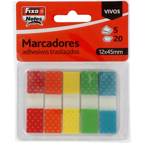 Fixo Notes, transparente Klebemarker, 5 Farben mit Punkten, mit Spender, 12 x 24 mm, Blöcke mit 20 Blättern, durchscheinende Kunststoffmarkierungen, repositionierbar, wasserdicht Fixo Notes, transparente Klebemarker, 5 Farben mit Punkten, mit Spender, 12 x 24 mm, Blöcke mit 20 Blättern, durchscheinende Kunststoffmarkierungen, repositionierbar, wasserdicht von Fixo