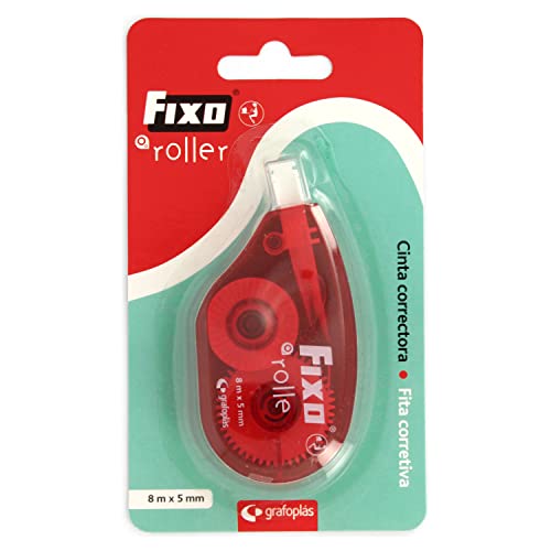 FIXO Roller | Korrekturband für Stifte | 5 mm x 8 m | sofort trocknend | ergonomisches Design | Schulmaterial von Fixo