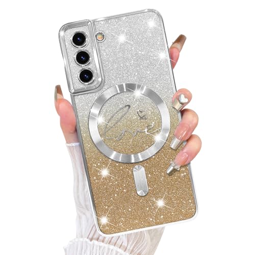 Fiyart Schutzhülle für Samsung Galaxy S21 Plus, kompatibel mit MagSafe Love Heart Plating Kameraschutz, transparent, magnetisch, Glitzer, für Damen und Mädchen, stoßfeste Handyhülle, S21+, 17 cm Fiyart Schutzhülle für Samsung Galaxy S21 Plus, kompatibel mit MagSafe Love Heart Plating Kameraschutz, transparent, magnetisch, Glitzer, für Damen und Mädchen, stoßfeste Handyhülle, S21+, 17 cm von Fiyart