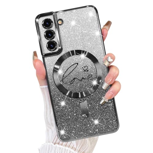 Fiyart Schutzhülle für Samsung Galaxy S21 Plus, kompatibel mit MagSafe Love Heart Plating Kameraschutz, transparent, magnetisch, Glitzer, für Damen und Mädchen, stoßfeste Handyhülle S21+, 17 cm Fiyart Schutzhülle für Samsung Galaxy S21 Plus, kompatibel mit MagSafe Love Heart Plating Kameraschutz, transparent, magnetisch, Glitzer, für Damen und Mädchen, stoßfeste Handyhülle S21+, 17 cm von Fiyart