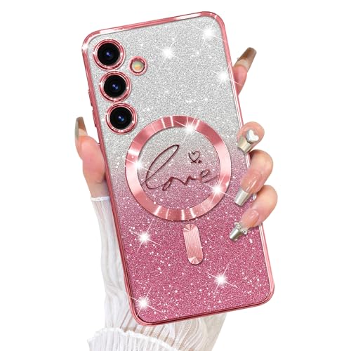 Fiyart Schutzhülle für Samsung Galaxy S23 Fe, kompatibel mit MagSafe Love Heart Plating Kameraschutz, transparent, magnetisch, Glitzer, für Damen und Mädchen, stoßfeste Handyhülle, 16,3 cm (6,4 Zoll Fiyart Schutzhülle für Samsung Galaxy S23 Fe, kompatibel mit MagSafe Love Heart Plating Kameraschutz, transparent, magnetisch, Glitzer, für Damen und Mädchen, stoßfeste Handyhülle, 16,3 cm (6,4 Zoll von Fiyart