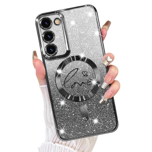 Fiyart Schutzhülle für Samsung Galaxy S23 Plus, kompatibel mit MagSafe Love Heart Plating Kameraschutz, transparent, magnetisch, Glitzer, für Damen und Mädchen, stoßfeste Handyhülle, S23+, 16,8 cm Fiyart Schutzhülle für Samsung Galaxy S23 Plus, kompatibel mit MagSafe Love Heart Plating Kameraschutz, transparent, magnetisch, Glitzer, für Damen und Mädchen, stoßfeste Handyhülle, S23+, 16,8 cm von Fiyart