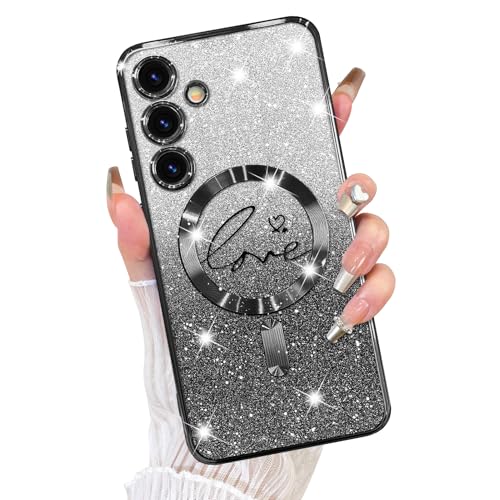 Fiyart Schutzhülle für Samsung Galaxy S24 Plus, kompatibel mit MagSafe Love Heart Plating Kameraschutz, transparent, magnetisch, Glitzer, für Damen und Mädchen, stoßfeste Handyhülle, S24+, 17 cm Fiyart Schutzhülle für Samsung Galaxy S24 Plus, kompatibel mit MagSafe Love Heart Plating Kameraschutz, transparent, magnetisch, Glitzer, für Damen und Mädchen, stoßfeste Handyhülle, S24+, 17 cm von Fiyart