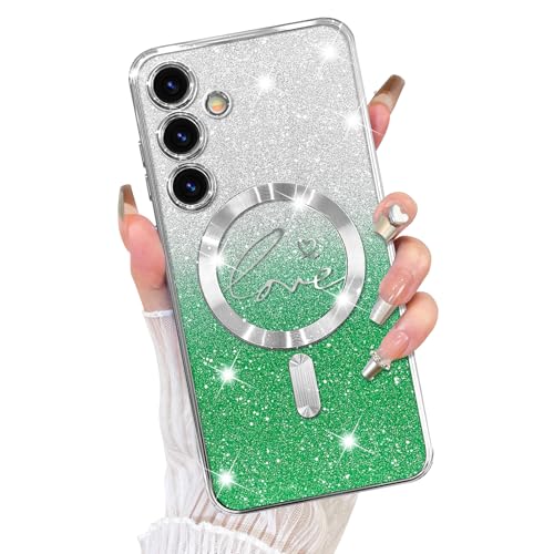 Fiyart Schutzhülle für Samsung Galaxy S24 Plus, kompatibel mit MagSafe Love Heart Plating Kameraschutz, transparente Handyhülle, magnetischer Glitzer für Damen und Mädchen, stoßfeste Hülle S24+ 17 cm Fiyart Schutzhülle für Samsung Galaxy S24 Plus, kompatibel mit MagSafe Love Heart Plating Kameraschutz, transparente Handyhülle, magnetischer Glitzer für Damen und Mädchen, stoßfeste Hülle S24+ 17 cm von Fiyart