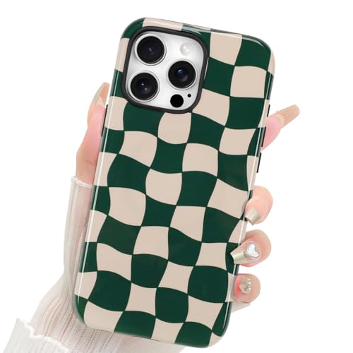 Fiyart Schutzhülle für iPhone 16 Pro, niedliches, trendiges, ästhetisches Karomuster, kompatibel mit MagSafe kabellosem Laden für Frauen und Mädchen, stoßfeste Schutzhülle, 15,5 cm, Grün kariert Fiyart Schutzhülle für iPhone 16 Pro, niedliches, trendiges, ästhetisches Karomuster, kompatibel mit MagSafe kabellosem Laden für Frauen und Mädchen, stoßfeste Schutzhülle, 15,5 cm, Grün kariert von Fiyart