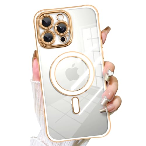 Fiyart Schutzhülle für iPhone 16 Pro Max, kompatibel mit MagSafe-Beschichtung, abnehmbare Objektivabdeckung, transparent, magnetisch, stoßfest, für Damen und Mädchen, 17,5 cm, Weiß von Fiyart
