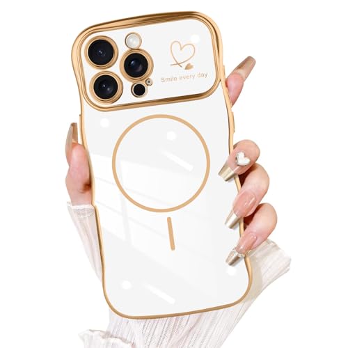 Fiyart Schutzhülle für iPhone 16 Pro Max, niedlicher Wellenrahmen, gelockte Form, Liebesherzen, Beschichtung für Frauen und Mädchen, Kameraschutz, kompatibel mit MagSafe, magnetisch, stoßfest, 17,5 cm Fiyart Schutzhülle für iPhone 16 Pro Max, niedlicher Wellenrahmen, gelockte Form, Liebesherzen, Beschichtung für Frauen und Mädchen, Kameraschutz, kompatibel mit MagSafe, magnetisch, stoßfest, 17,5 cm von Fiyart