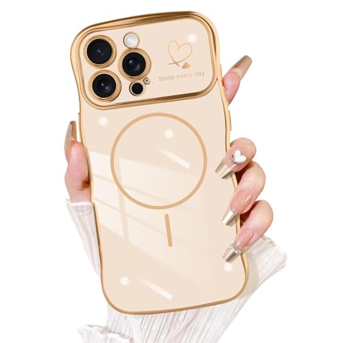 Fiyart Schutzhülle für iPhone 16 Pro Max, niedlicher Wellenrahmen, gelockte Form, Liebesherzen, Beschichtung für Frauen und Mädchen, Kameraschutz, kompatibel mit MagSafe, magnetisch, stoßfest, 17,5 cm Fiyart Schutzhülle für iPhone 16 Pro Max, niedlicher Wellenrahmen, gelockte Form, Liebesherzen, Beschichtung für Frauen und Mädchen, Kameraschutz, kompatibel mit MagSafe, magnetisch, stoßfest, 17,5 cm von Fiyart
