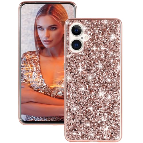 Handyhülle für iPhone 16 Hülle Glitzer Bling Sparkle Hülle für iPhone 16 Case Cover Original Ultra Dünne Leichte Ganzkörper Stoßfest Anti-Kratzer Silikon Schutzhülle für iPhone 16 5G Hülle (Roségold) von Fiyer
