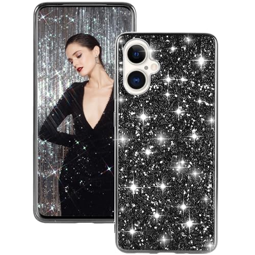 Handyhülle für iPhone 16 Hülle Glitzer Bling Sparkle Hülle für iPhone 16 Case Cover Original Ultra Dünne Leichte Ganzkörper Stoßfest Anti-Kratzer Silikon Schutzhülle für iPhone 16 5G Hülle (Schwarz) von Fiyer