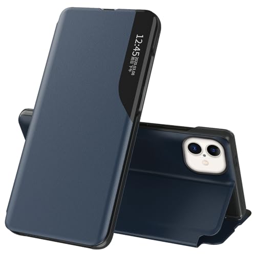 Handyhülle für iPhone 16 Plus Hülle Clear View Klappbar Leder Flip Schutzhülle für iPhone 16 Plus Case Cover mit Ständer 360 ​​​​Stoßfest Und Kratzfest Klapphülle für iPhone 16 Plus Hülle (Blau) von Fiyer