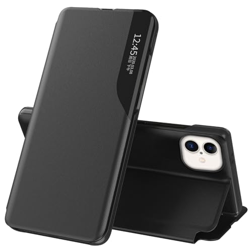 Handyhülle für iPhone 16 Plus Hülle Clear View Klappbar Leder Flip Schutzhülle für iPhone 16 Plus Case Cover mit Ständer 360 ​​​​Stoßfest Und Kratzfest Klapphülle für iPhone 16 Plus Hülle (Schwarz) von Fiyer