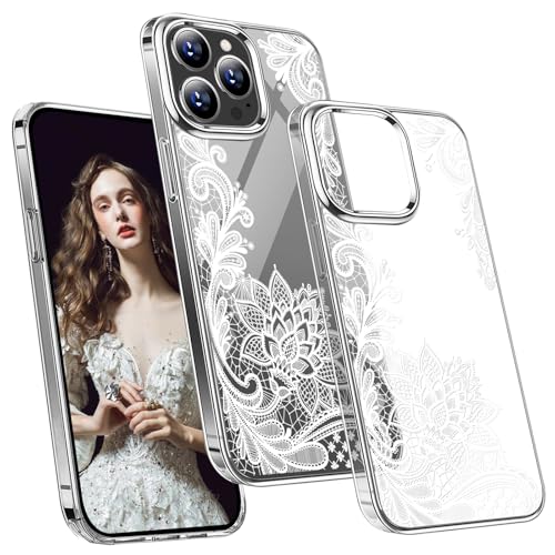 Fiyer Hülle für iPhone 16 Pro 5G, 6,3 Zoll 2024, Ultra Dünn Transparent Original Schutzhülle, Weich TPU Silikon, Mandala Muster, Stoßfest, Weiß von Fiyer