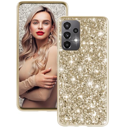 Fiyer Hülle Galaxy A23 Handyhülle für Samsung Galaxy A23 5G Hülle Glitzer Bling Sparkle Stoßfest Anti-Kratzer Ganzkörper 360 Grad Schutzhülle für Samsung A23 Hülle Ultra Dünn TPU Cover Case (Gold) von Fiyer