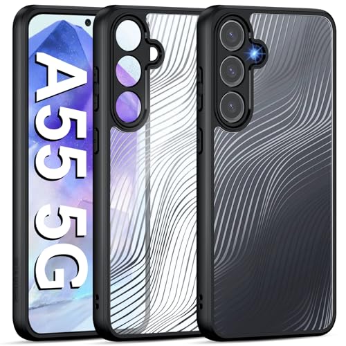 Handyhülle für Samsung Galaxy A55 Hülle, Galaxy A55 5G Case, [Transparent Matt] [Linien Design] PC+TPU Silikon Schutzhülle für Samsung A55 Hülle Stoßfest Anti-Kratzer Anti-Fingerabdruck Cover 6,6 Zoll von Fiyer