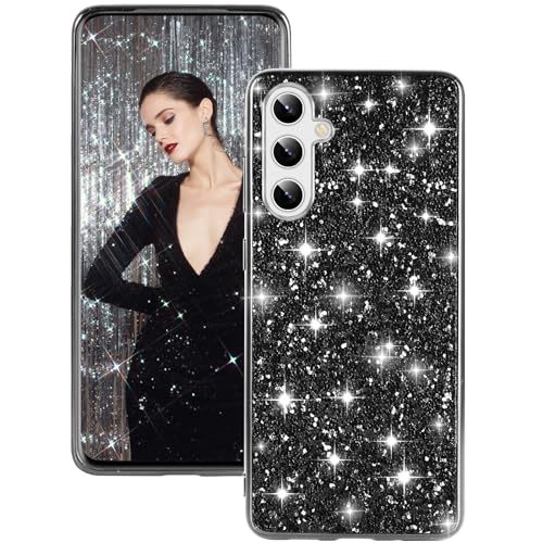 Handyhülle für Samsung Galaxy S23 FE Hülle Glitzer Bling Sparkle Stoßfest Anti-Kratzer Ganzkörper 360 Grad Schutzhülle Galaxy S23 FE Hülle Ultra Dünn TPU Handyhülle Case für Samsung S23 FE (Schwarz) von Fiyer