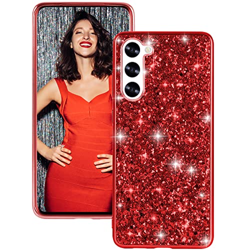 Handyhülle für Samsung Galaxy S23 Plus Hülle Glitzer Bling Sparkle Stoßfest Anti-Kratzer 360 Grad Schutzhülle Galaxy S23 Plus Hülle Ultra Dünn TPU Handyhülle Case für Samsung S23 Plus 5G (Rot) von Fiyer